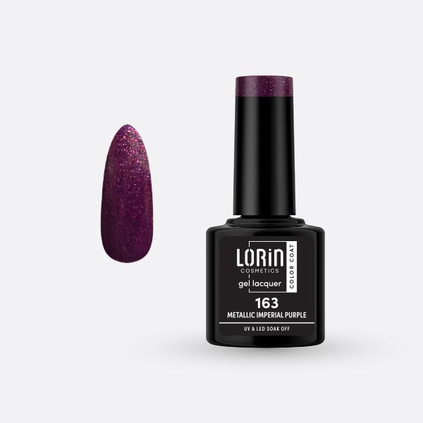Lorin Gel Lacquer Ημιμόνιμο Βερνίκι 8ml. #163 (Metallic Imperial Purple)
