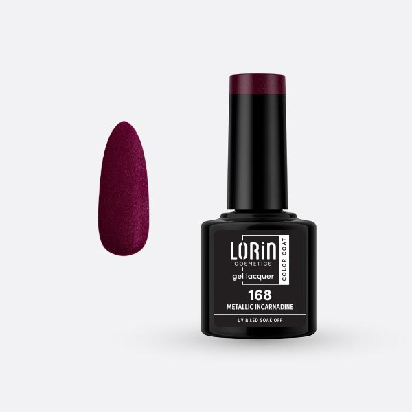 Lorin Gel Lacquer Ημιμόνιμο Βερνίκι 8ml. #168 (Metallic Incarnadine)