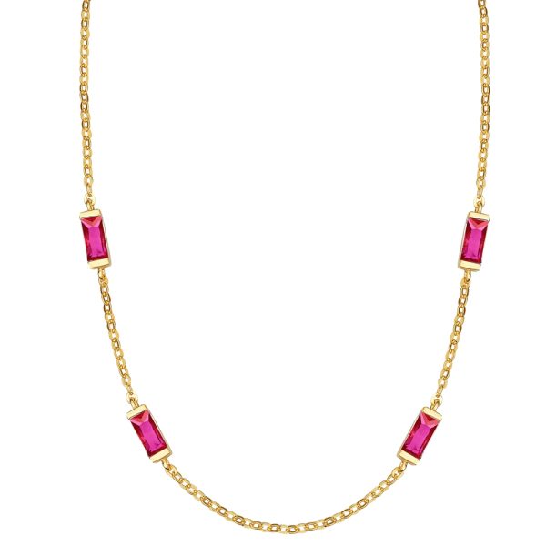 Επίχρυσο ασημένιο 925 κολιέ διακοσμημένο με 4 φουξ ζιργκόν πέτρες