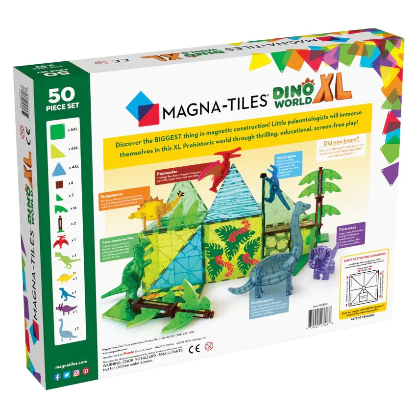 Magna-Tiles Μαγνητικό Παιχνίδι Δεινόσαυροι XL 50 κομματιών 3+ Ετών