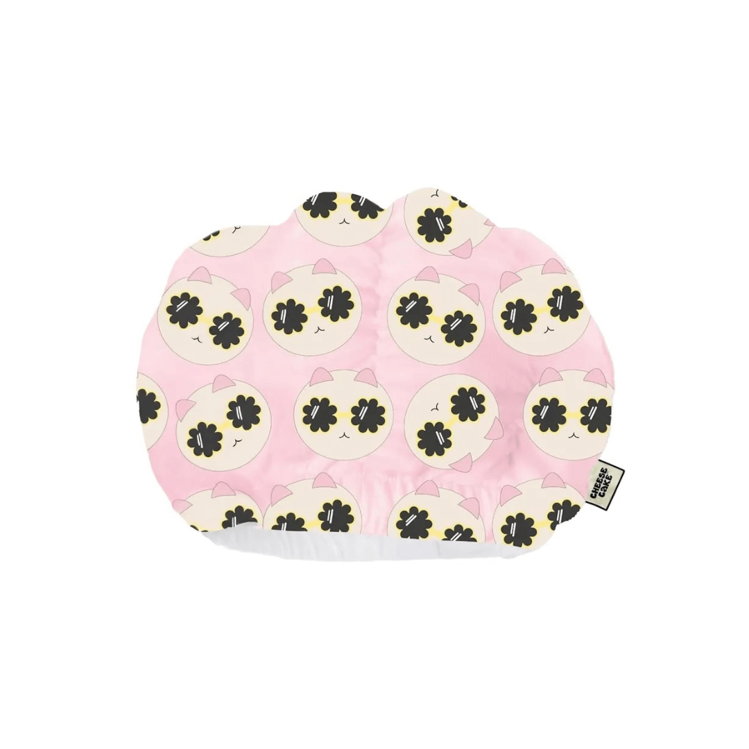 1pc Shower Cap - Αδιάβροχο Ροζ Σκουφάκι Για Ντουζ Με Σχέδιο Γάτες - Pink Cat | Cheesecake