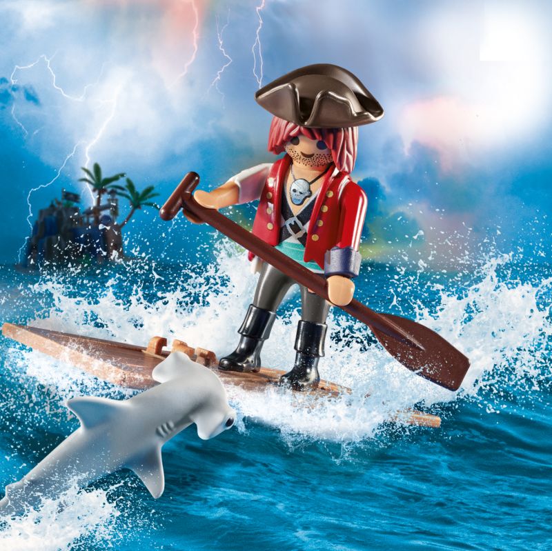 Playmobil Special Plus Πειρατής Με Σχεδία Και Σφυροκέφαλος Καρχαρίας (70598)