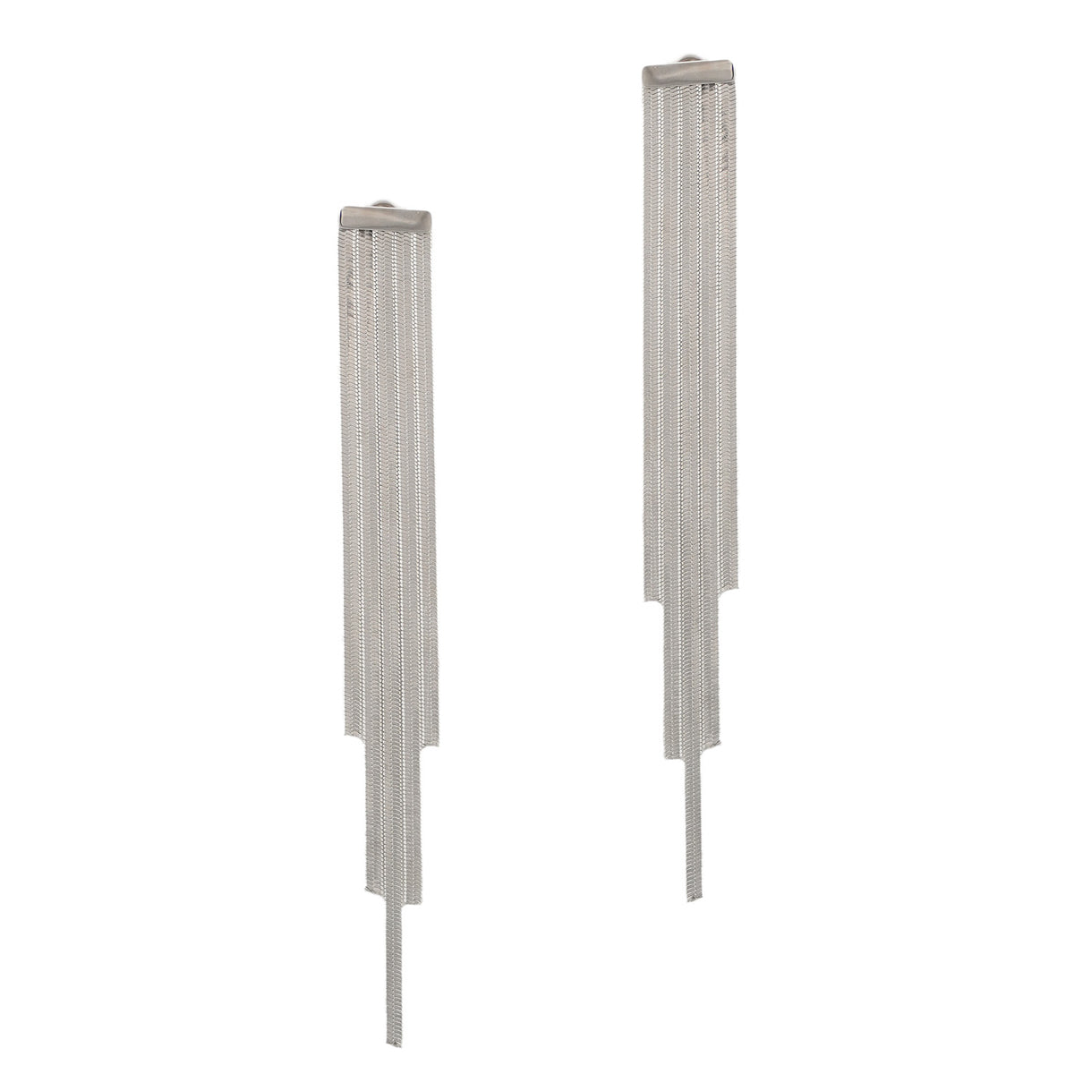 Σκουλαρίκι καρφωτό με βροχή από snake αλυσίδες σε ασημί