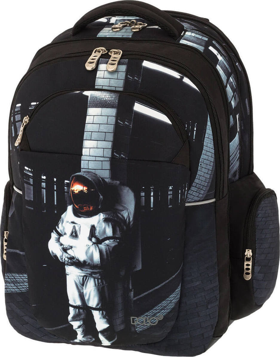Polo Unicorn Spaceman Σχολική Τσάντα Πλάτης Γυμνασίου – Λυκείου σε Μαύρο χρώμα