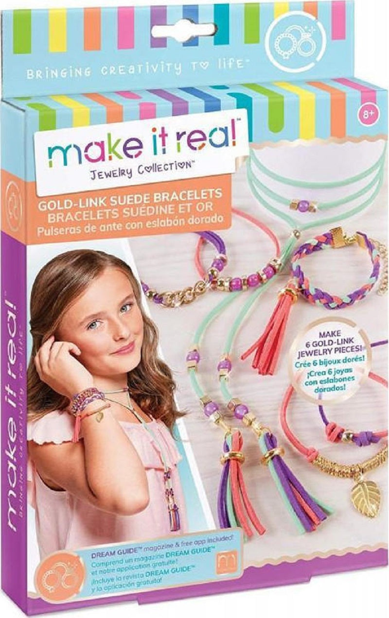Make it Real – Gold Link Suede Bracelets (1207)