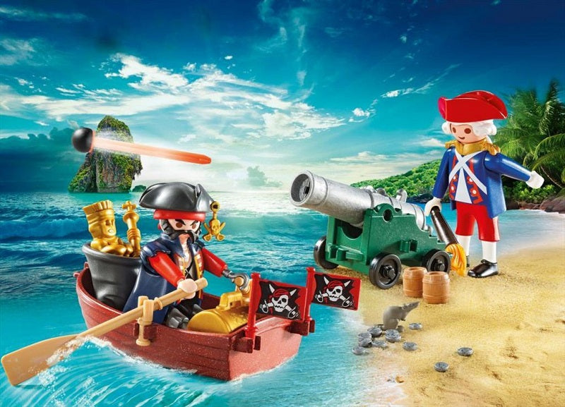 Playmobil Pirates Βαλιτσάκι Λιμενοφύλακας με Κανόνι και Πειρατής σε για 4+ ετών