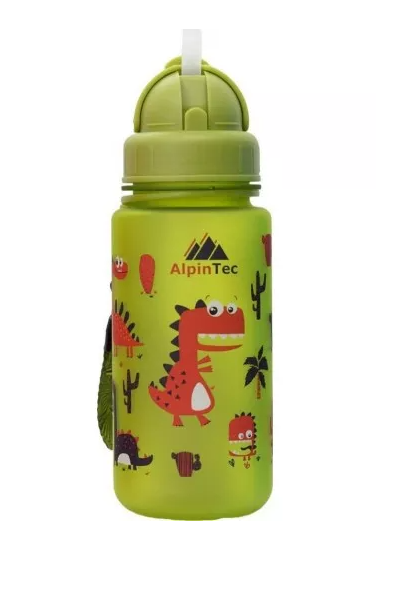 AlpinTec Παγούρι Kids 400Ml Δεινόσαυροι Με Καλαμάκι λαχανί  C-400GN-DIN