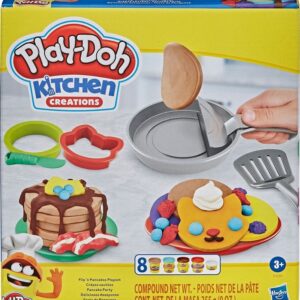 Hasbro Play-Doh Πλαστελίνη – Παιχνίδι Kitchen Creations Flip’ n’ Pancakes για 3+ Ετών, 8τμχ
