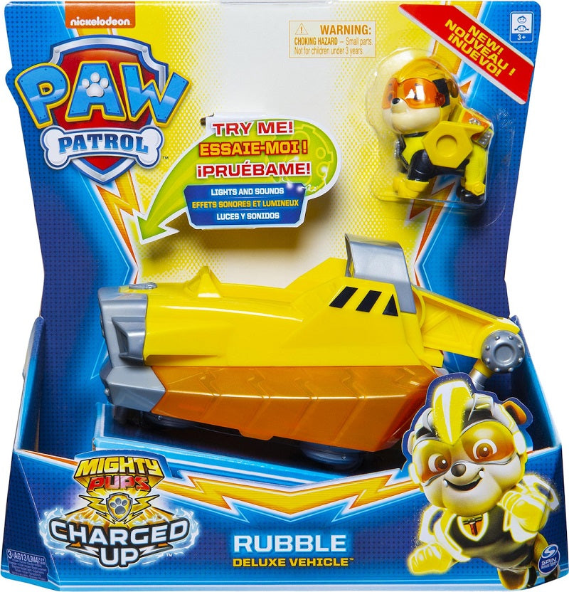 Spin Master Paw Patrol: Mighty Pups Charged Up – Rubble Deluxe Vehicle (20121274)