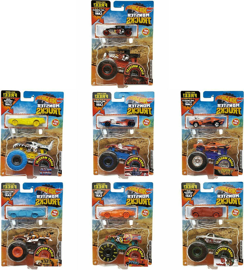 Mattel Hot Wheels Oχήματα Monster Trucks με Αυτοκινητάκι (Διάφορα Σχέδια)