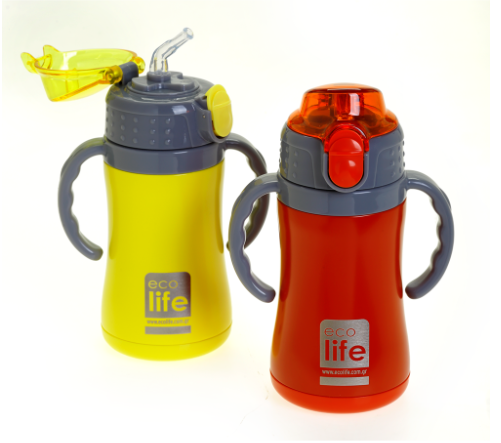 Ecolife  Παιδικό Θερμός με Καλαμάκι 300ml Kids Thermos Κίτρινο 33-BO-2998