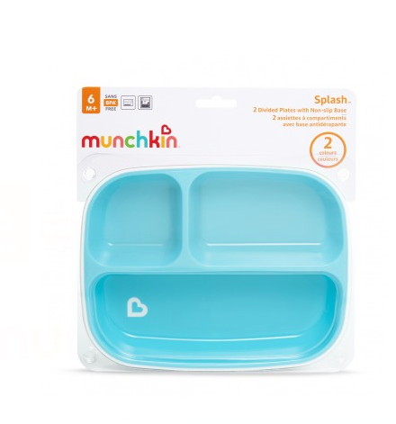 Munchkin Δίσκος Φαγητού με Αντιολισθητική Βάση 2 τμx Μπλε /Πράσινο  12448a