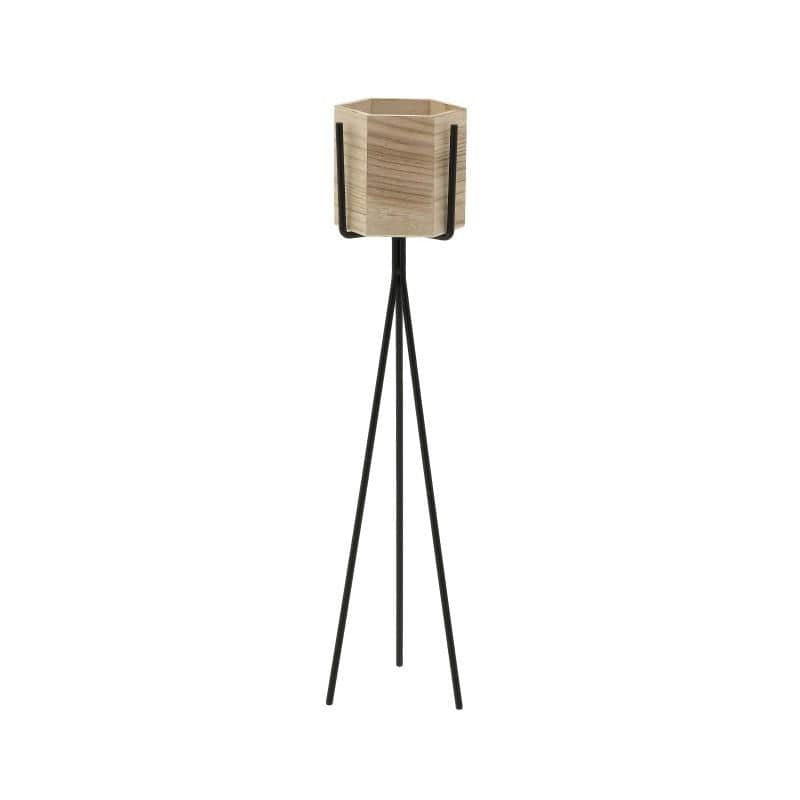 Κασπώ με Βάση Μεταλ./Ξυλ. Μαύρο/Natural 14x12x65εκ.
