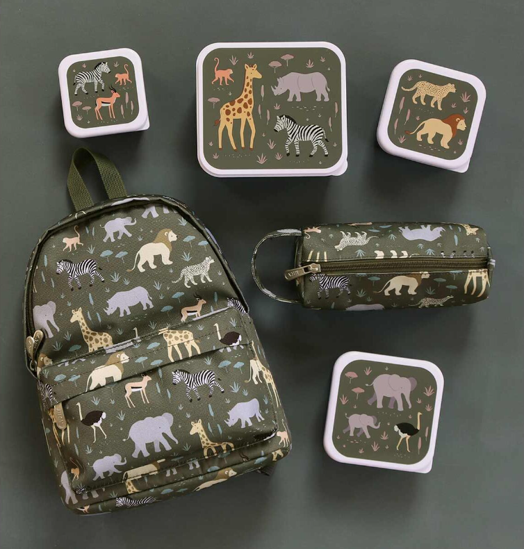 A little lovely company Σετ 4 δοχεία φαγητού Lunch &amp; Snack Box Savanna