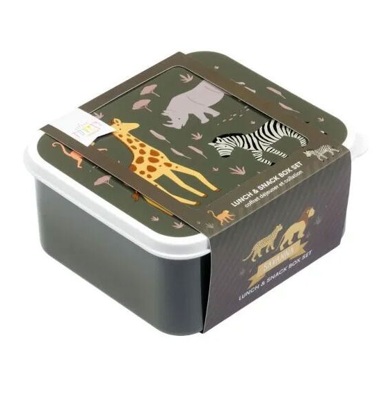 A little lovely company Σετ 4 δοχεία φαγητού Lunch &amp; Snack Box Savanna