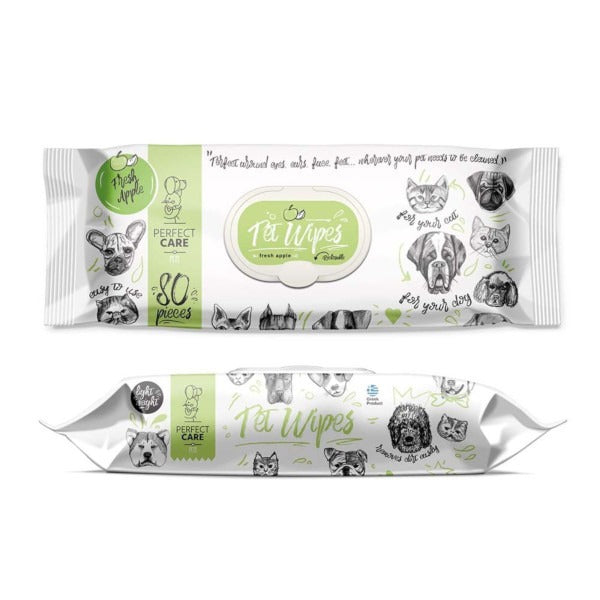 Perfect Care Pet Wipes Fresh Apple - Υγρά Μαντηλάκια 80τμχ