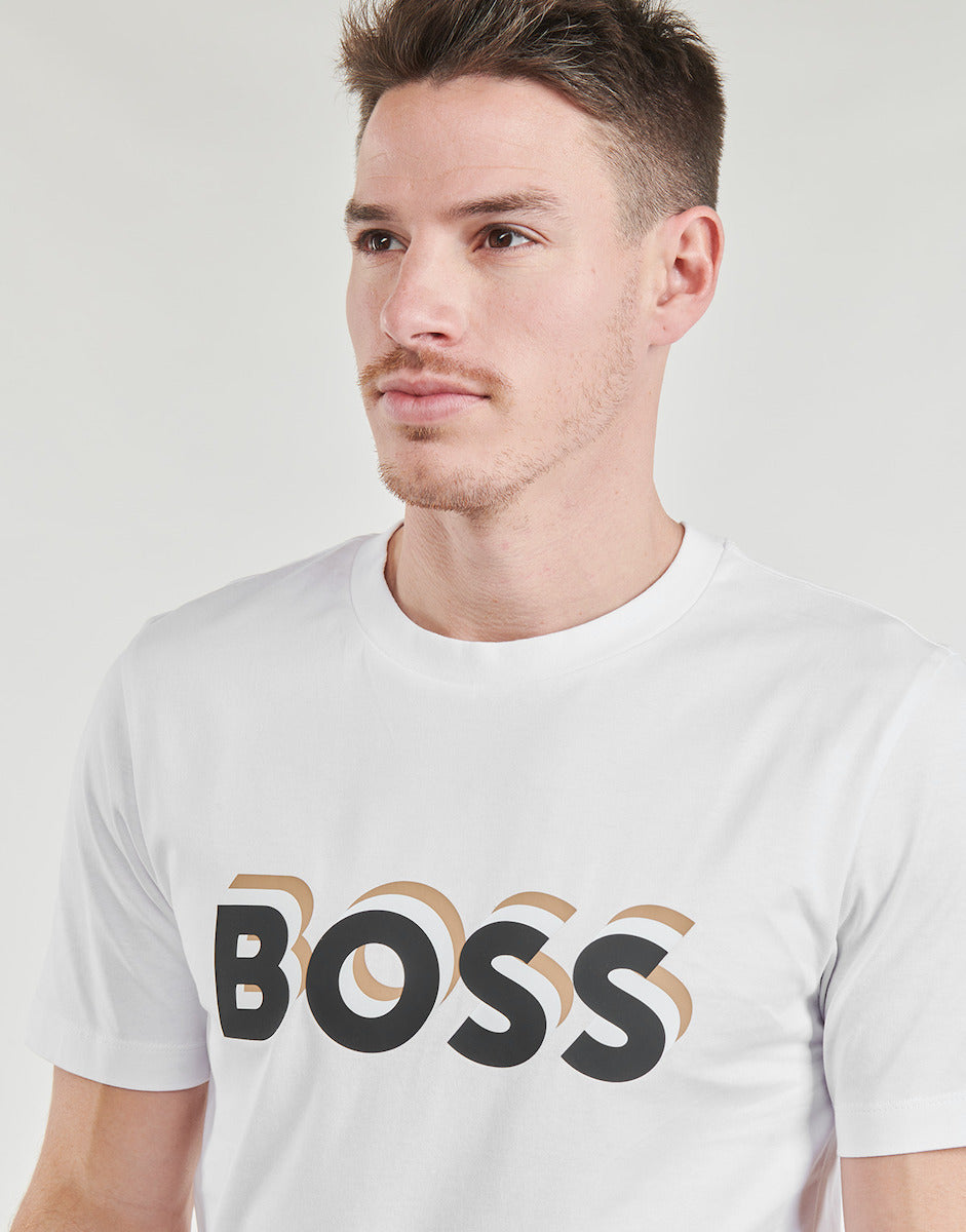 Hugo Boss Tiburt Μπλούζα Κοντομάνικη Λευκή