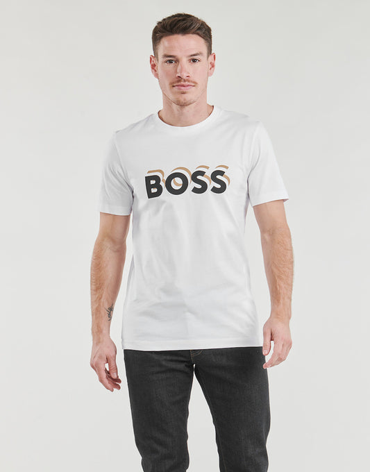 Hugo Boss Tiburt Μπλούζα Κοντομάνικη Λευκή