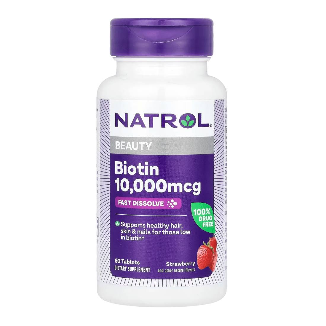 Natrol Biotin Fast Dissolve με Γεύση Φράουλα 60 δισκία