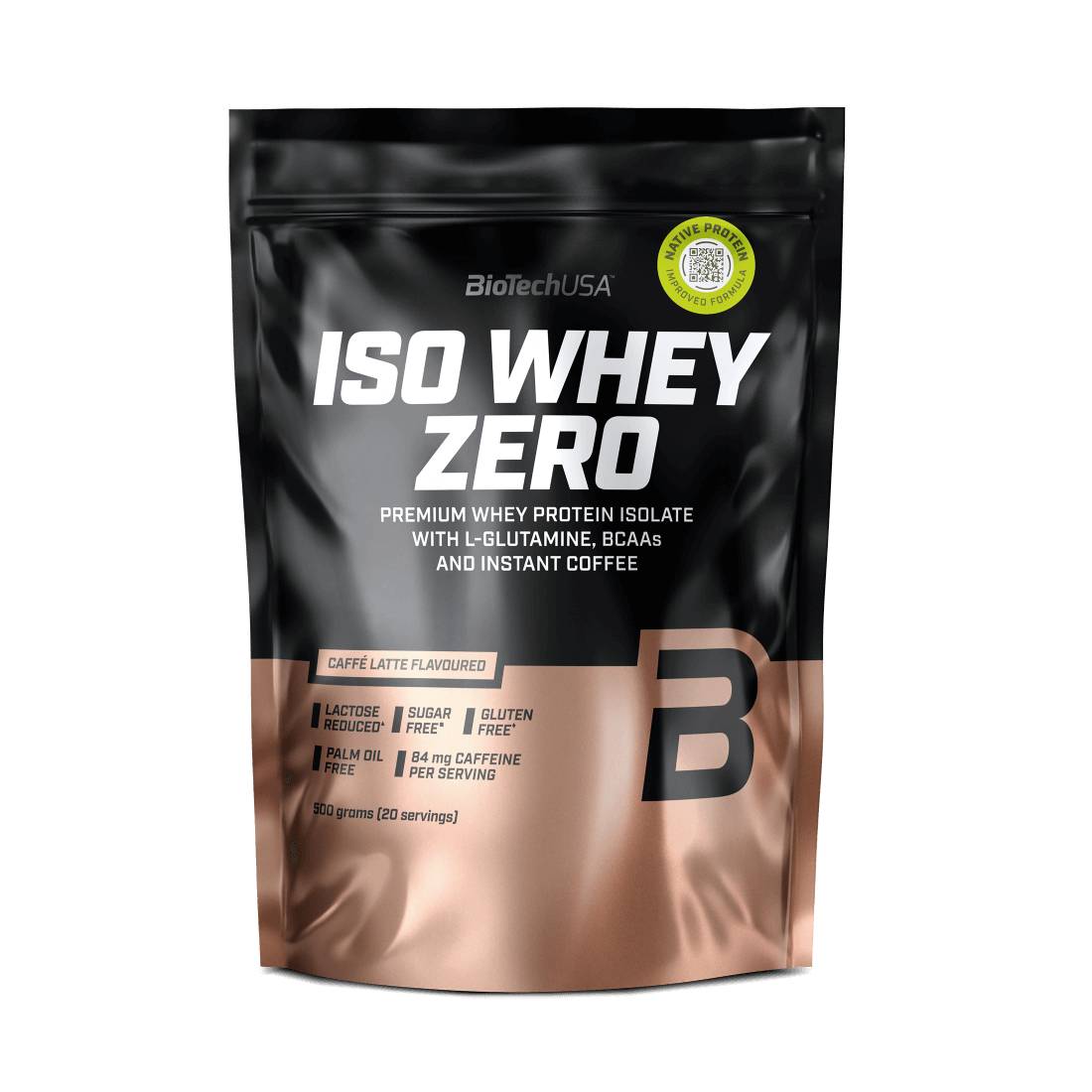 Biotech USA Iso Whey Zero With Glutamine & BCAAs Πρωτεΐνη Ορού Γάλακτος Χωρίς Γλουτένη & Λακτόζη 454gr Caffe Latte