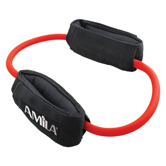 AMILA Ankle Tube Λάστιχο Γυμναστικής Κυκλικό Σκληρό με Λαβές Κόκκινο
