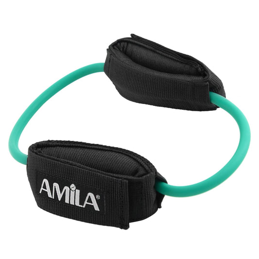 AMILA Ankle Tube Λάστιχο Γυμναστικής Κυκλικό Μεσαίο με Λαβές Πράσινο