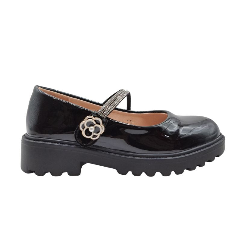 Alegria shoes 122503W Μπαρέτα για κορίτσι ανατομική σε συνθετικό υλικό Μαύρο λουστρίν