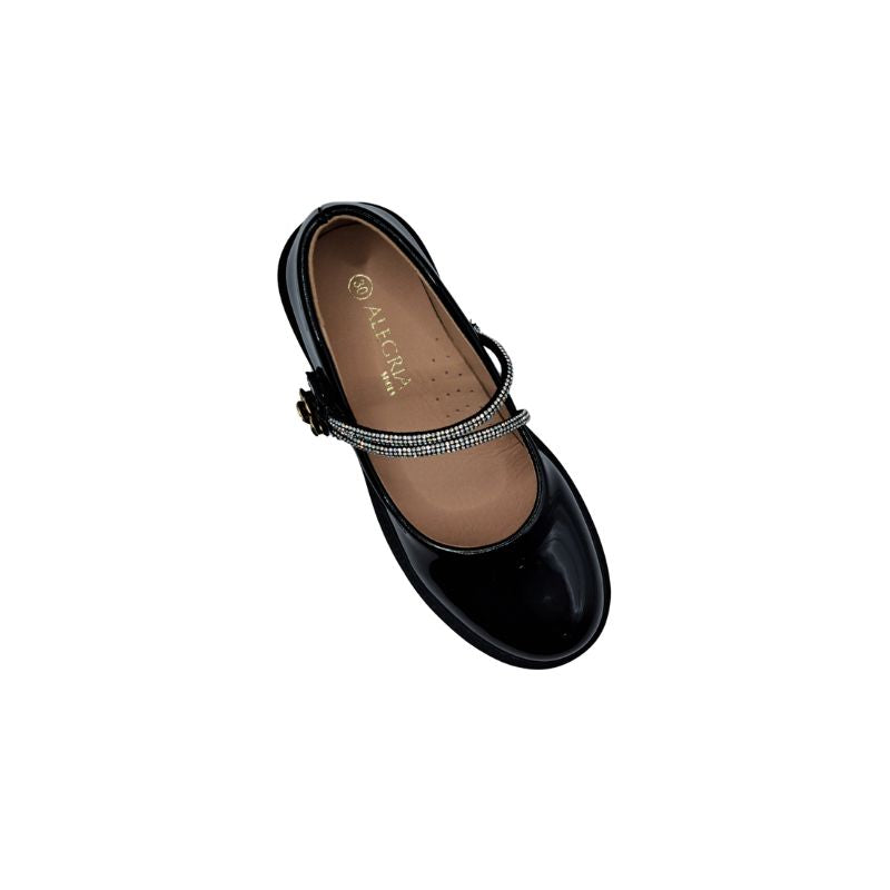 Alegria shoes 122503W Μπαρέτα για κορίτσι ανατομική σε συνθετικό υλικό Μαύρο λουστρίν