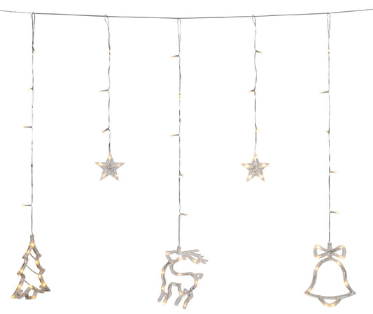 138 Led Ασύμμετρη Κουρτίνα Με Πρόγραμμα ,Μετασχηματιστή Ip44 Και Διακοσμητικές Φιγούρες ,Διάφανο Καλώδιο / Θερμό Λαμπάκι 250 x 90cm