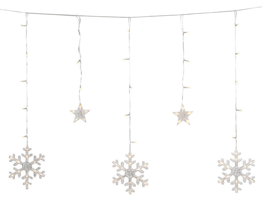 138 Led Ασύμμετρη Κουρτίνα Με Πρόγραμμα ,Μετασχηματιστή Ip44 Και Διακοσμητικές Φιγούρες ,Διάφανο Καλώδιο / Θερμό Λαμπάκι 250 x 80cm