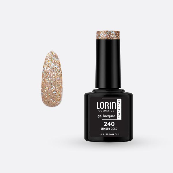 Lorin Gel Lacquer Ημιμόνιμο Βερνίκι 8ml. #240 (Luxury Gold)