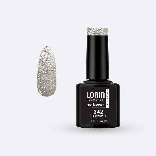 Lorin Gel Lacquer Ημιμόνιμο Βερνίκι 8ml. #242 (Luxury Silver)