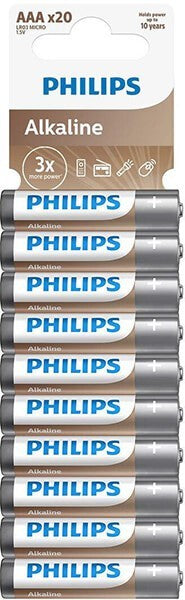 LR03 AAA ΜΠΑΤΑΡΙΕΣ ΑΛΚΑΛΙΚΕΣ ΣΕΤ 20ΤΕΜ PHILIPS
