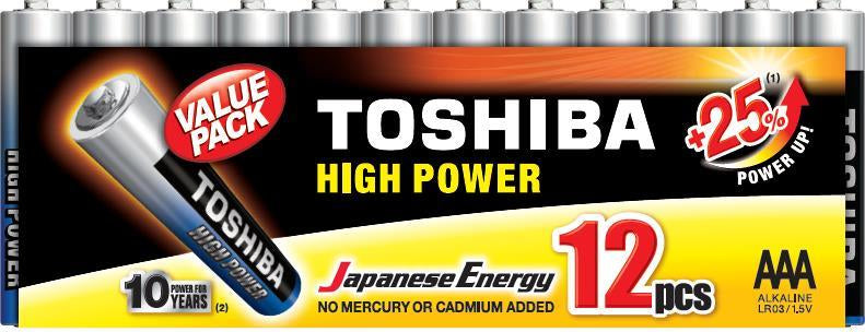 LR03 AAA ΣΕΤ ΜΠΑΤAPΙΕΣ ΑΛΚΑΛΙΚΕΣ 12ΤΕΜ TOSHIBA HIGH POWER