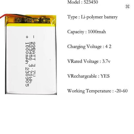 3.7V 1000mA LI-PO ΜΠΑΤΑΡΙΑ 503450/523450