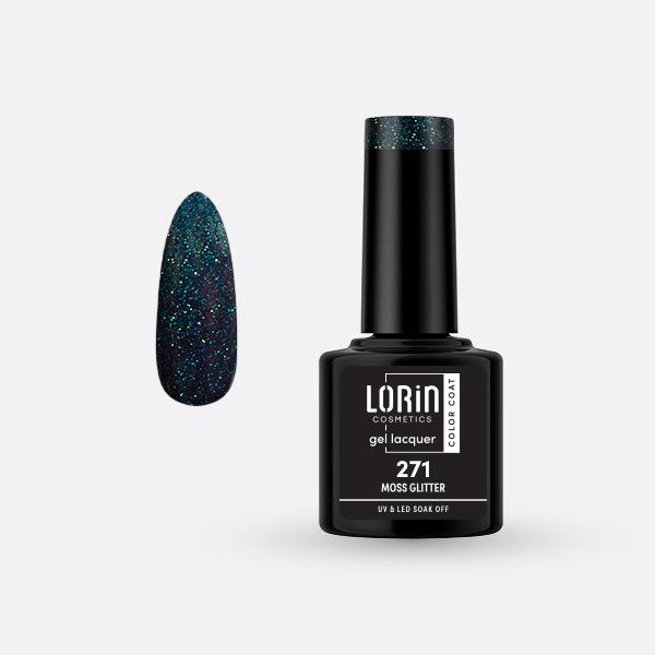 Lorin Gel Lacquer Ημιμόνιμο Βερνίκι 8ml. #271 (Moss Glitter)