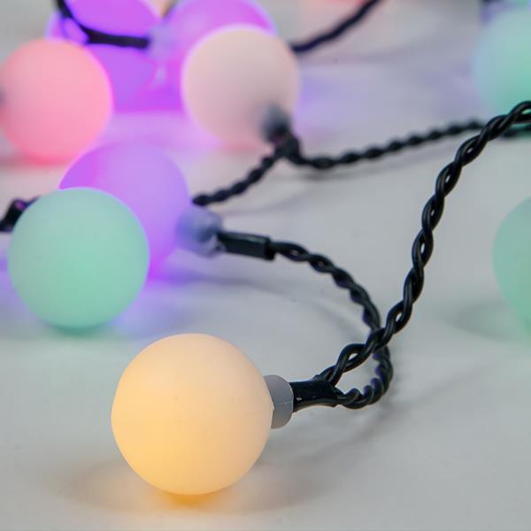 80 Led, Σειρά 31V, Λευκές Μπάλες Φ2εκ. Επέκταση έως 3 με Μετασχηματιστή, Προέκταση Παροχής 300εκ. ,  Πράσινο Καλώδιο