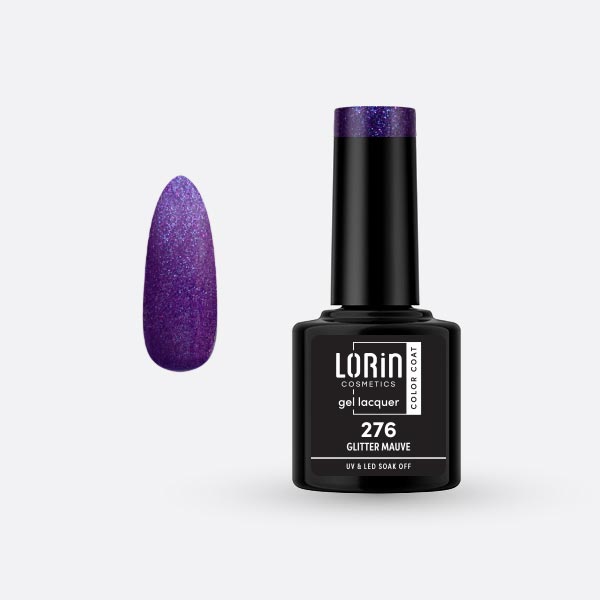 Lorin Gel Lacquer Ημιμόνιμο Βερνίκι 8ml. #276 (Glitter Mauve)