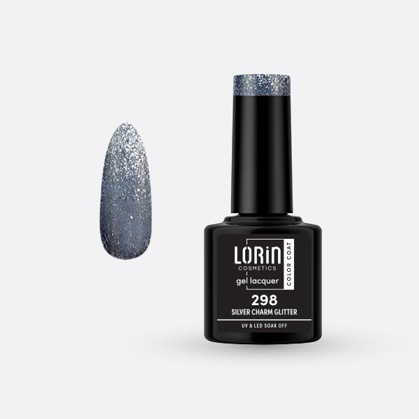 Lorin Gel Lacquer Ημιμόνιμο Βερνίκι 8ml. #298 (Silver Charm Glitter)