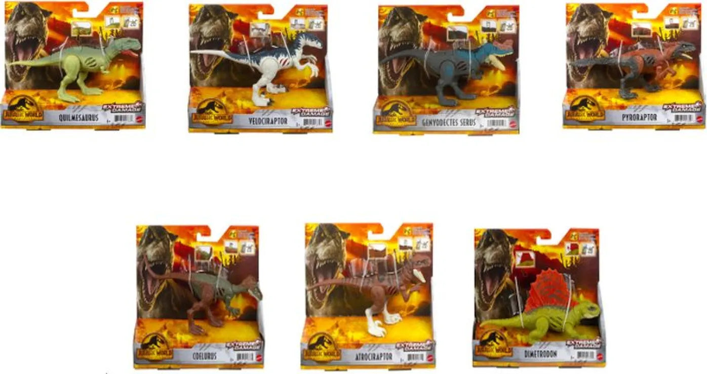 Mattel Extreme Damage Δεινόσαυροι Με Σπαστά Μέλη 7 Σχέδια (GWN13)