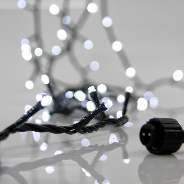 100 Led Σειρά, 3mm, 31V Μετασχηματιστή, 4 Επεκτάσεις Εως 3 Σετ, Πράσινο PVC Καλώδιο, Λευκό Led ανα 5εκ., Προέκταση Παροχής 3m, IP 44