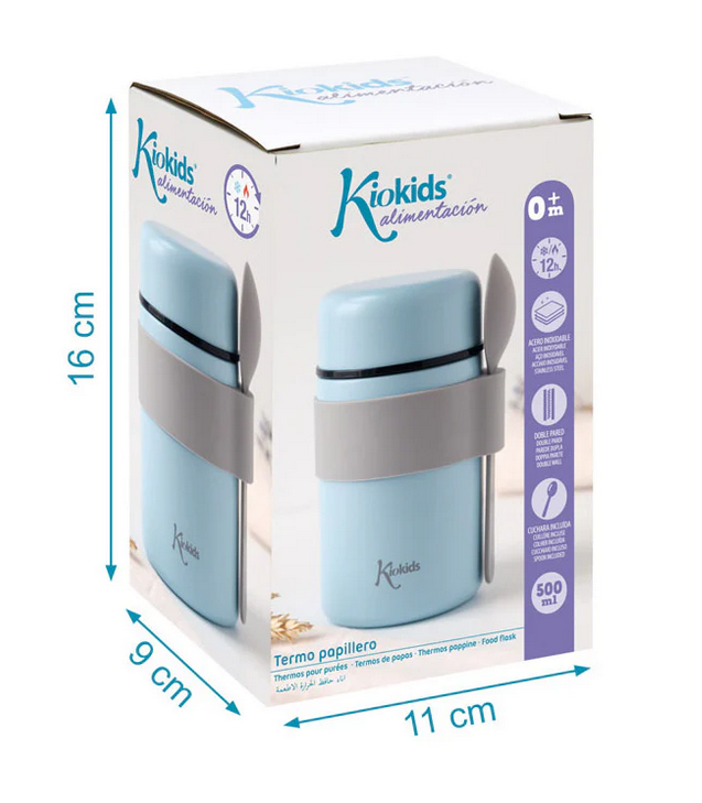 Kiokids Βρεφικό Θερμός Φαγητού με Κουταλάκι Σιέλ 500ml. 3597