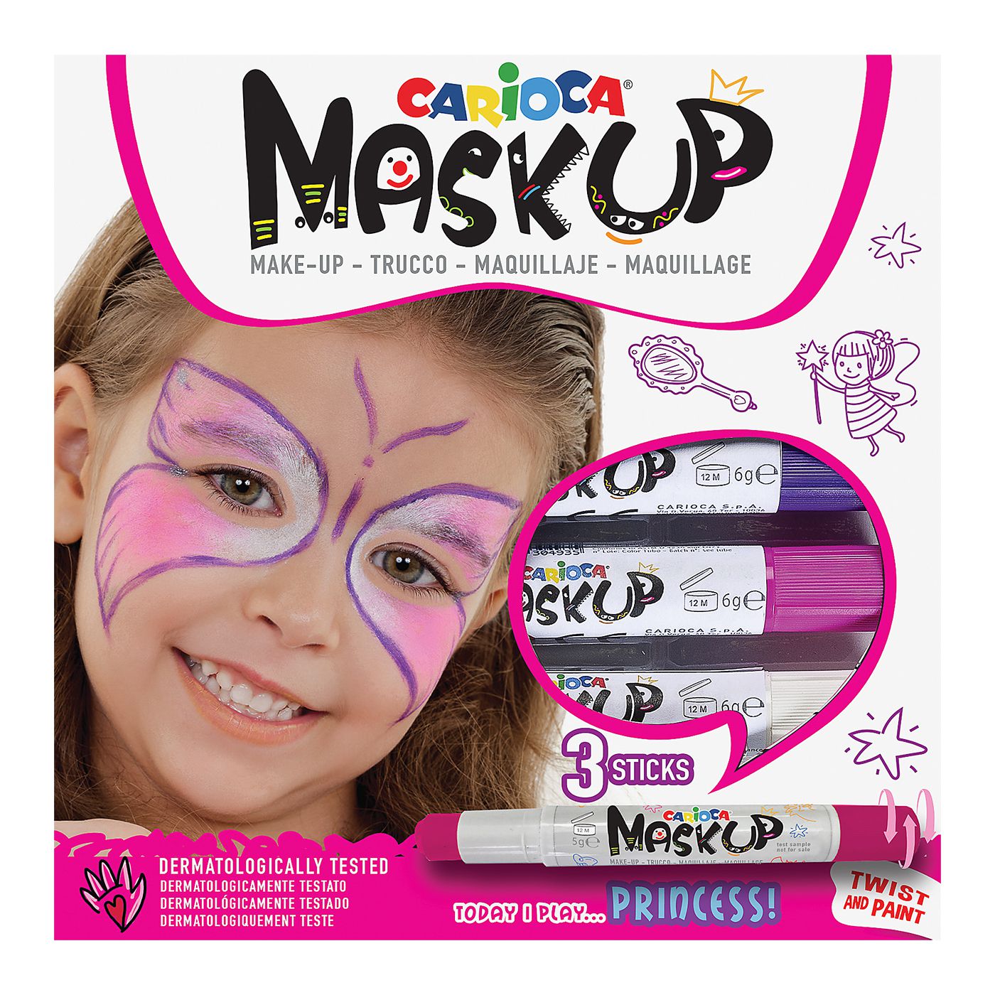 Βαφές Προσώπου 3τεμ Carioca Maskup (Μωβ-Ροζ-Λευκό)