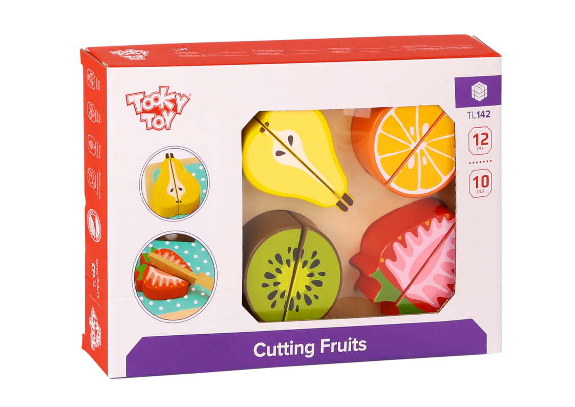 Tooky Toy Ξύλινα Σφηνώματα Σε Δίσκο Κοπής-Φρούτα (TL142)