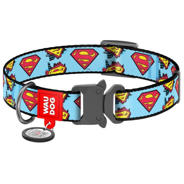 Wau Dog Περιλαίμιο Σκύλου "Superman" Με Smart ID & Μεταλλικό Κούμπωμα - 2x24-40cm