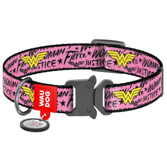 Wau Dog Περιλαίμιο Σκύλου "Wonder Woman" Με Smart ID &amp; Μεταλλικό Κούμπωμα - 2,5x35-58cm