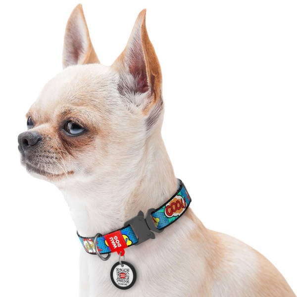 Wau Dog Περιλαίμιο Σκύλου "WOW" Με Smart ID &amp; Μεταλλικό Κούμπωμα - 1,5x23-35cm
