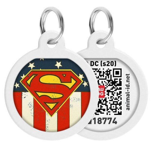 Wau Dog Smart ID "Superman Flag" - Μεταλλική Ταυτότητα Με QR Code 25mm