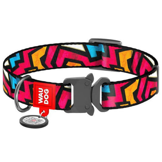 Wau Dog Περιλαίμιο Σκύλου "Graffiti" Με Smart ID &amp; Μεταλλικό Κούμπωμα 1,5x23-35cm