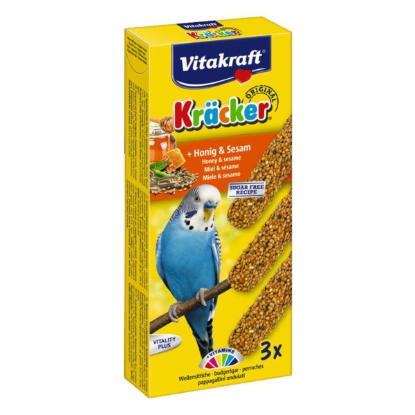 Vitakraft Kracker Trio Honey & Sesame - Τριπλό Στικ Μέλι & Σουσάμι Παπαγαλάκια 90gr